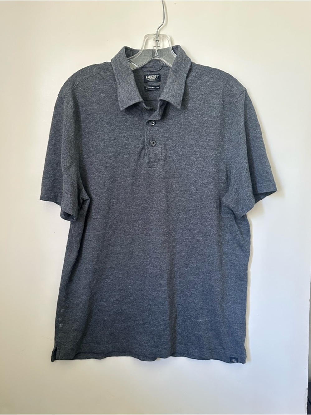 FAHERTY Reserve The Movement Pique Short Sleeve Polo Shirt| Heather Gray~
Size L